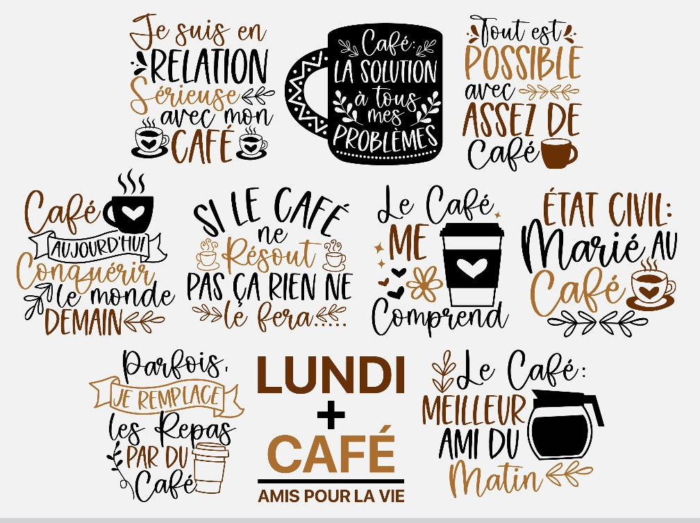 Citations sur le café imprimées sur aimants décos