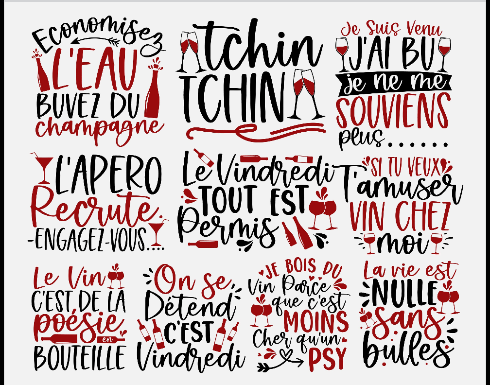 Citations sur le vin et l’apéro imprimées sur aimants