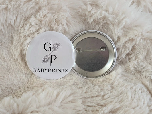 Macarons corporatifs blanc avec logo GabyPrints- Corporate Pins GabyPrints